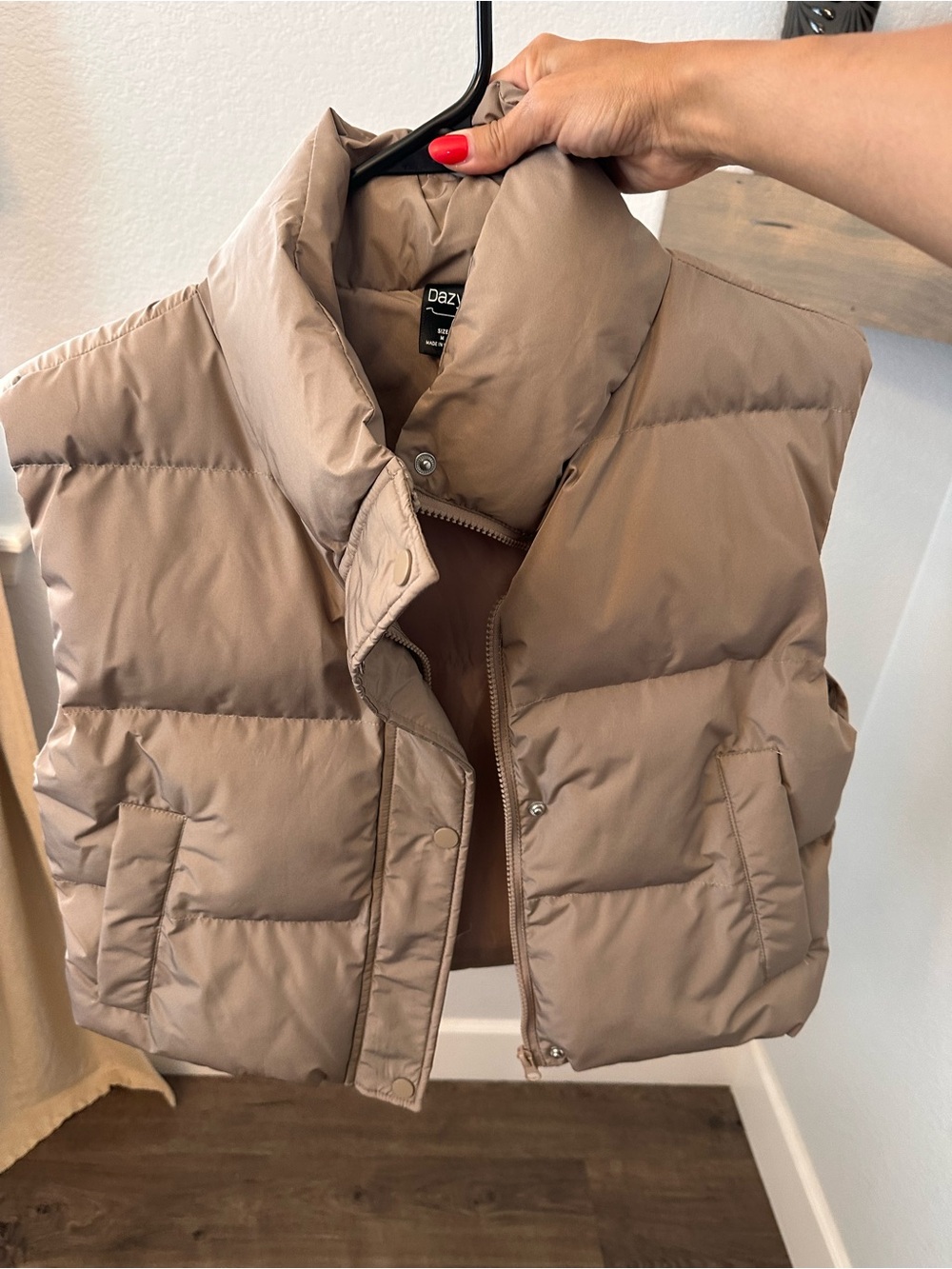 DAZY Taupe Puffer Vest - Women's Quilted Sleeveless Coat
